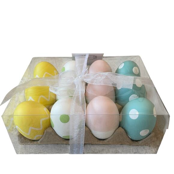 The Farmhouse Easter Eggs Boxed Set of 12 Pastel Colors Polka Dot Spring Decor - Picture 12 of 14